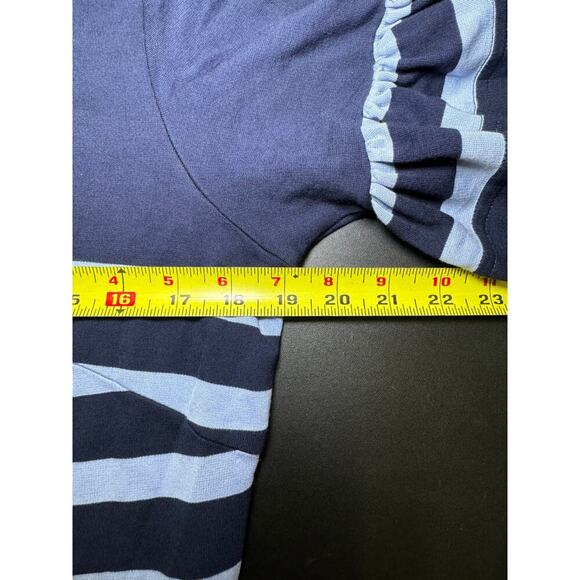 Sail To Sable NWOT Striped Tee Shirt Dress Ruffle Short Sleeve Blue Size Large - Picture 11 of 12